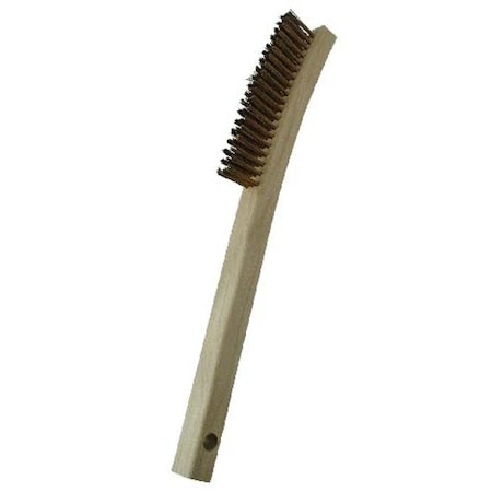 GORDON BRUSH 3x19 Row 0.013" CS Wire, 13-3/4" Curved Wood Handle Scratch Brush 403CSG